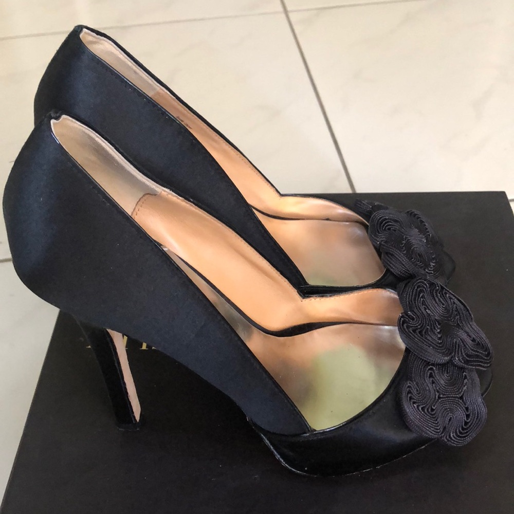 Badgley Mischka Satin Platform Heels
